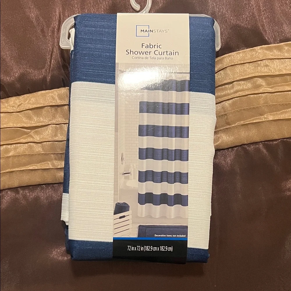 Mainstays Blue and White Striped Shower Curtain